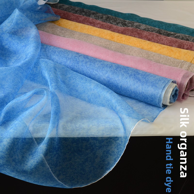 Sewing Tie Dye - قماش حرير أورجانزا مصبوغ بتقنية التاي