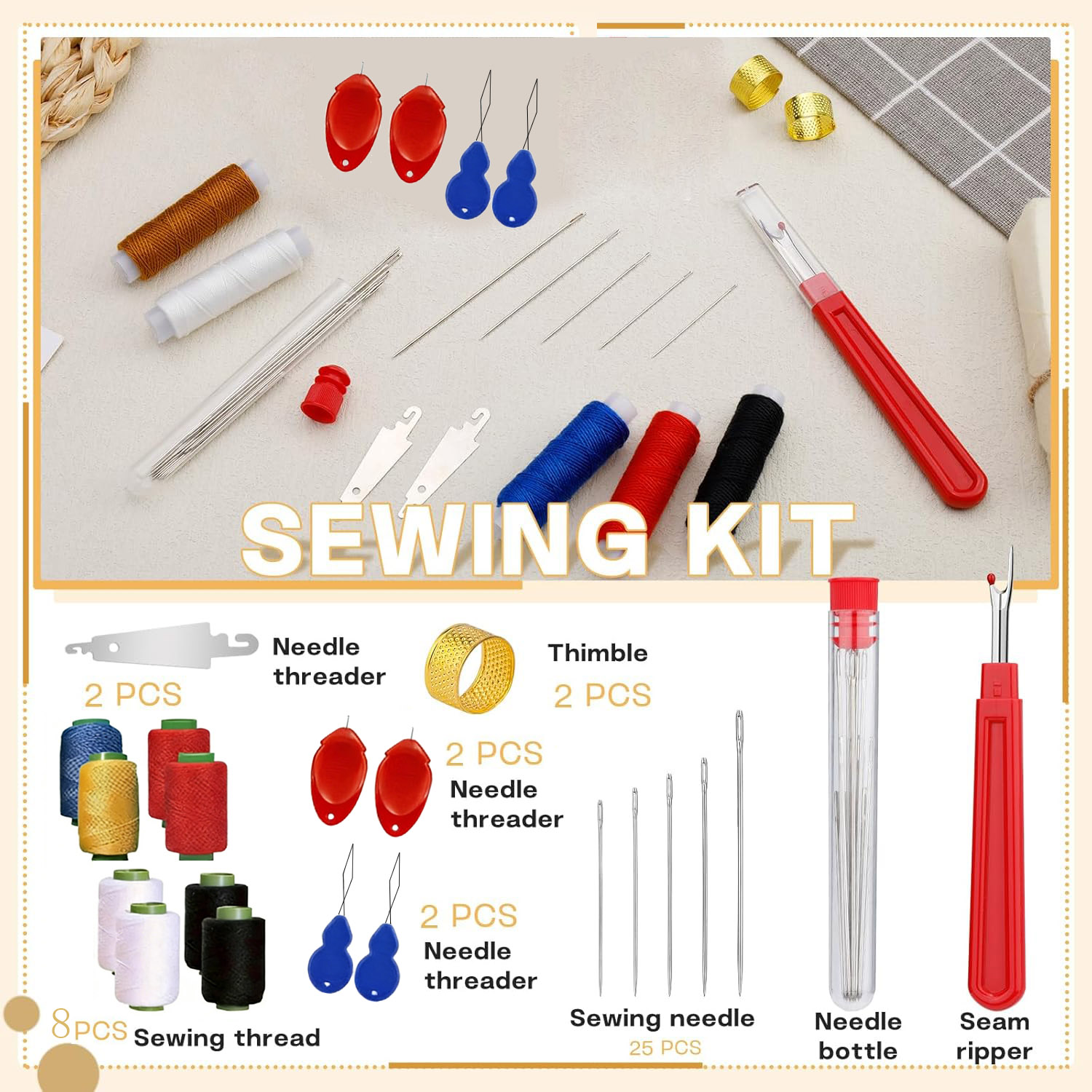 Sewing Garments - طقم إبر خياطة كبيرة العين 43