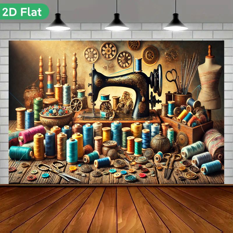Textiles Sewing Machine - نسيج جداري فني عتيق بتصميم ورشة