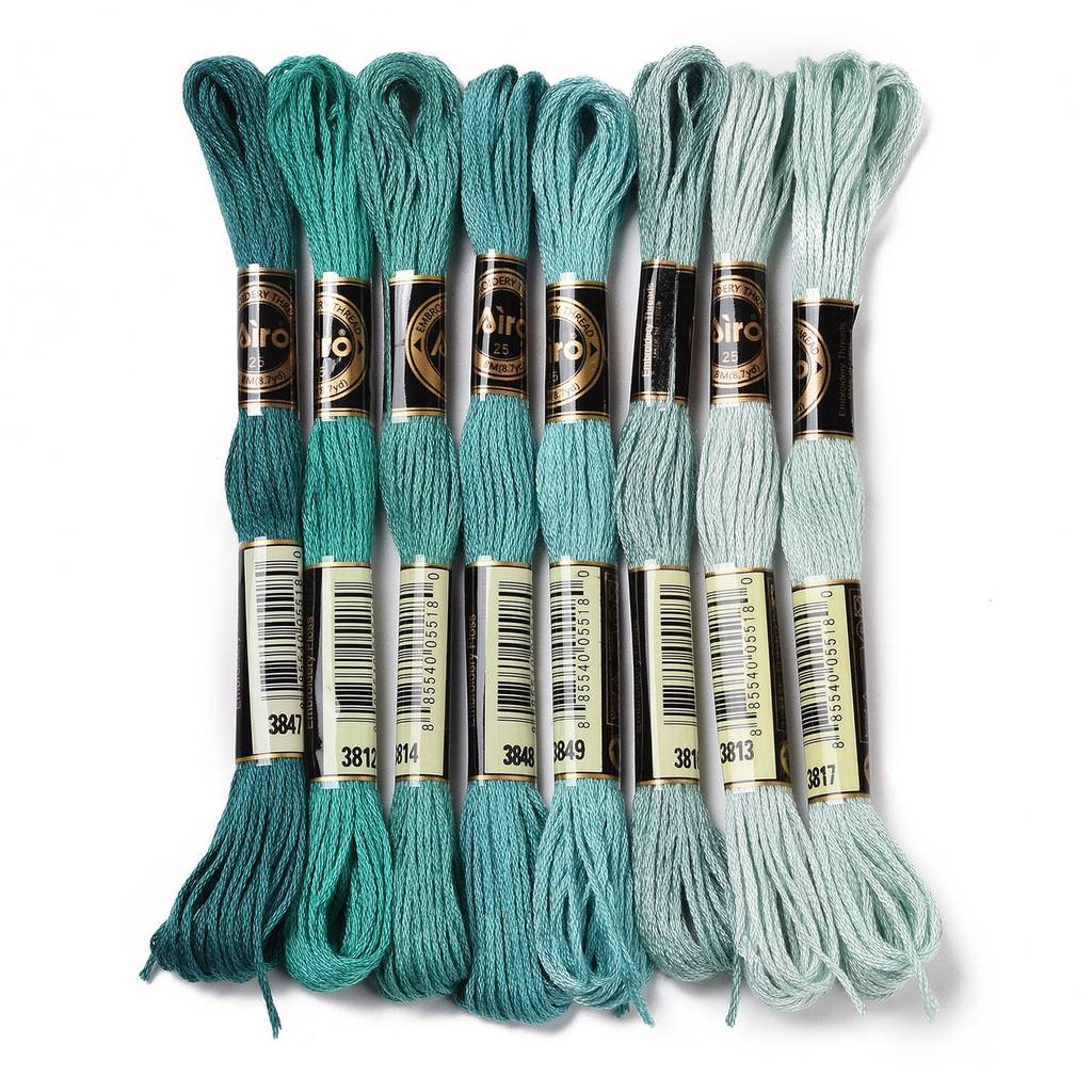 Embroidery Floss Thread - مجموعة من 8 بكرات خيوط تطريز