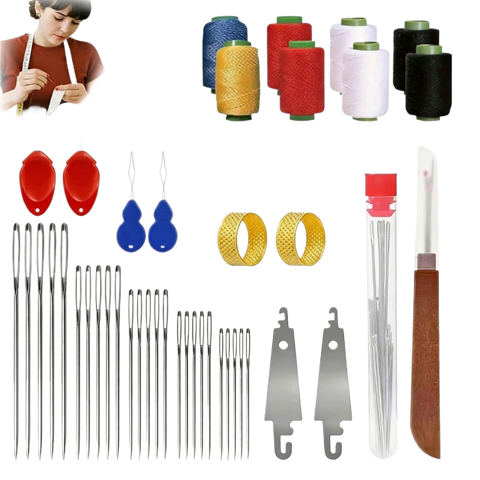 طقم إبر خياطة كبيرة العين 43 ق - مراجعة Sewing Garments وسعره