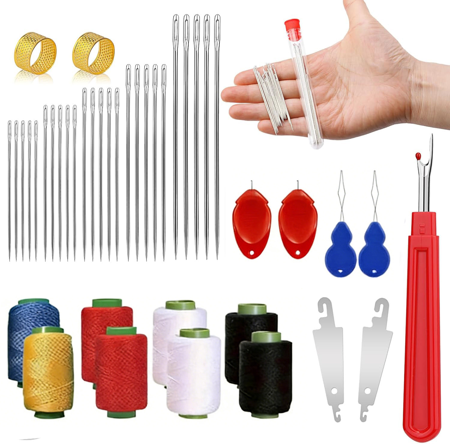 طقم إبر خياطة كبيرة العين 43 ق - مراجعة Sewing Garments وسعره